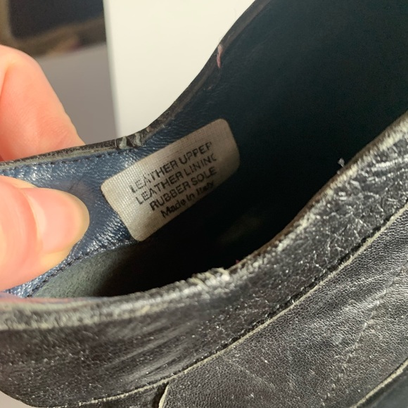 vintage 90s black leather platform slip on shoes - Picture 10 of 12